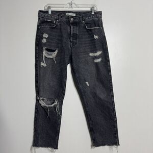 Zara Jeans Mens 32‎ x 27 Black Distressed Denim